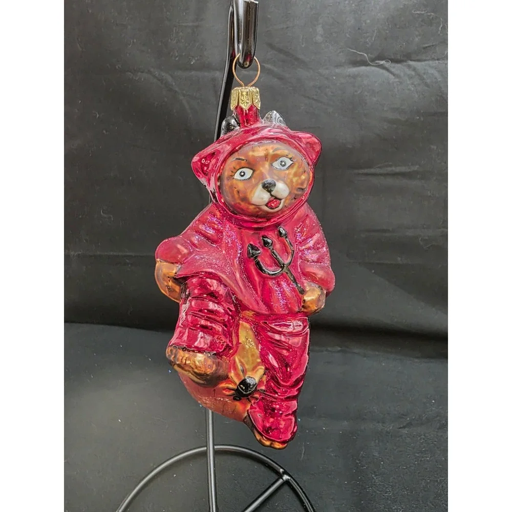 1999 Christopher Radko You Little Devil Bear Halloween GlassOrnament 5